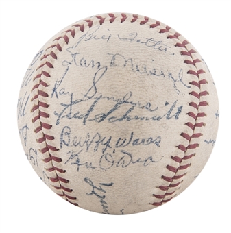High Grade 1944 World Series Champion St. Louis Cardinals Team Signed ONL Frick Baseball With 25 Signatures Including Musial & Southworth (JSA)